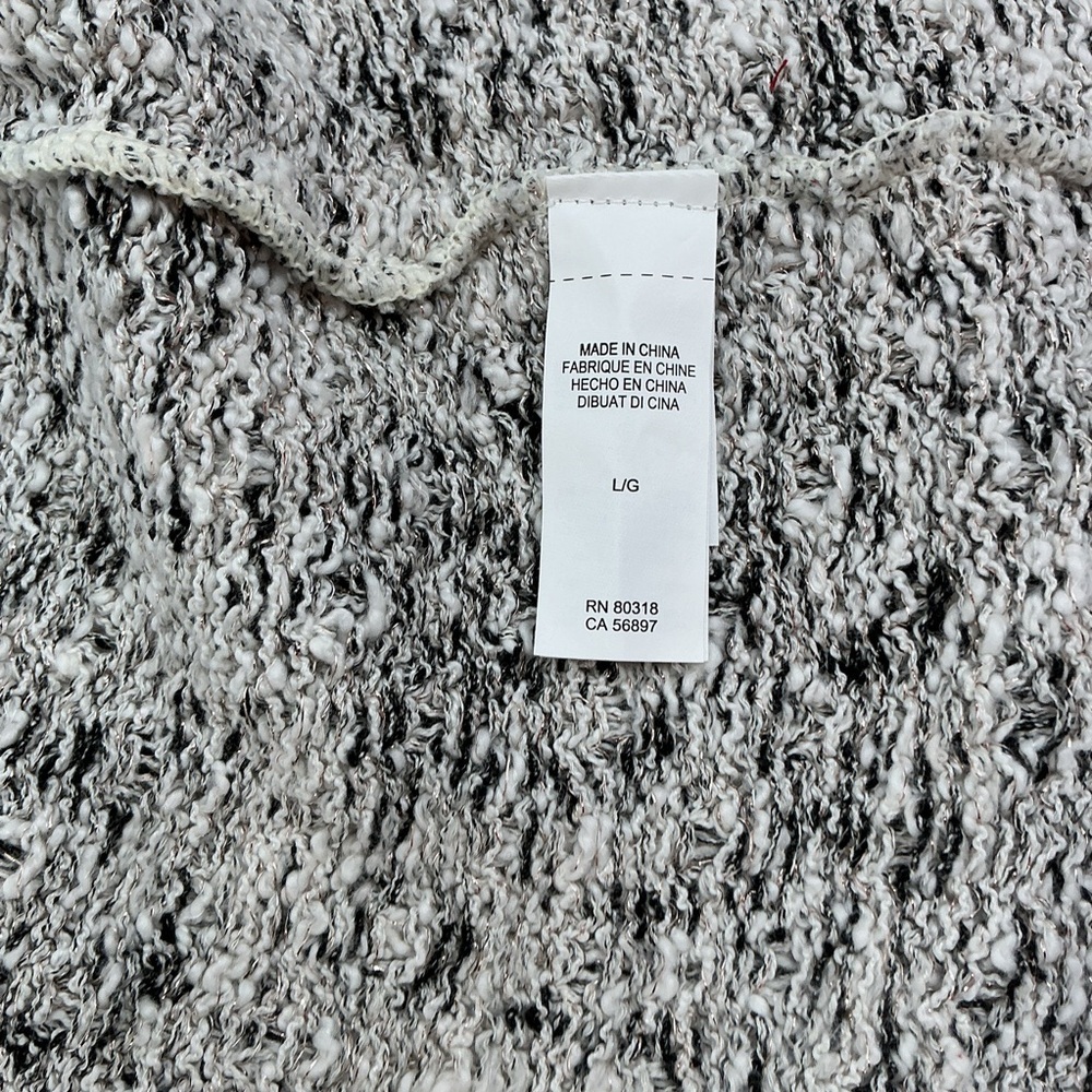 Lucky Brand Ladies Metallic Fringe Tweed Textured Knit Belted Sweater Cardigan - Picture 6 of 9